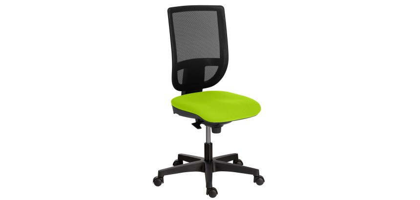 Chaise de bureau NAO tissu non feu et maille, dossier réglable en hauteur, avec ou sans accoudoirs, mécanisme synchrone, pieds noirs