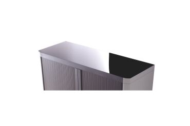 Armoire basse H 104 x L 110 cm à rideaux Easy Office, corps plastique, structure métal