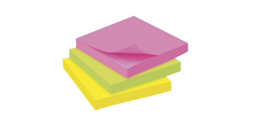 Pack de 12 notas reposicionables colores Bruneau 75 x 75 mm - Bloc de 100 hojas + 12 GRATIS 