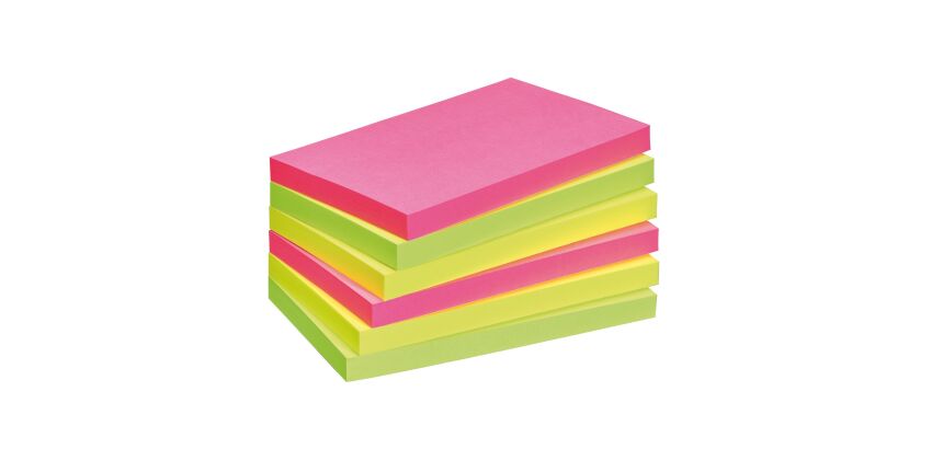 Notes repositionnables couleurs assorties Bruneau - bloc de 80 ou 100 feuilles en 1 couleur