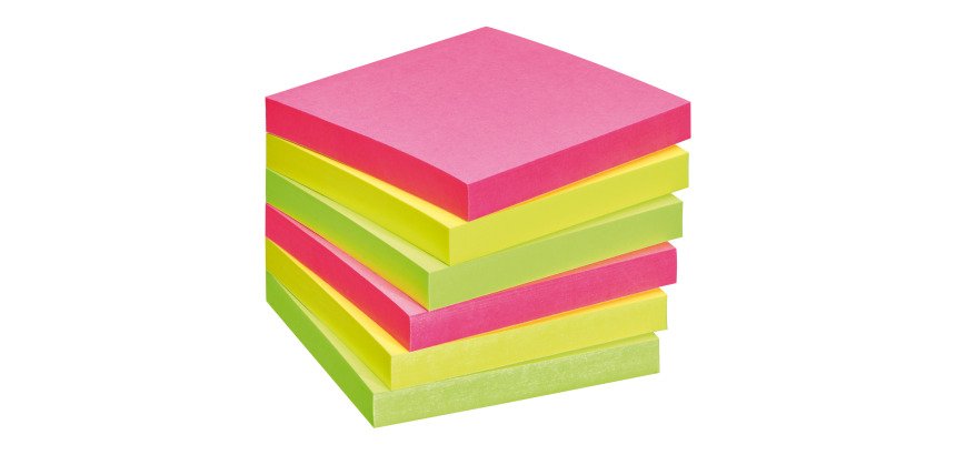 Notes repositionnables couleurs assorties Bruneau - bloc de 80 ou 100 feuilles