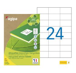 Doos 2400 gerecycleerde adresetiketten 70 x 37 mm Agipa 101187 wit voor laser en inkjet