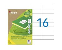 Etiquette adresse jet d'encre et laser recyclée 105 x 37 mm Agipa 101190 blanche - Boîte de 1600