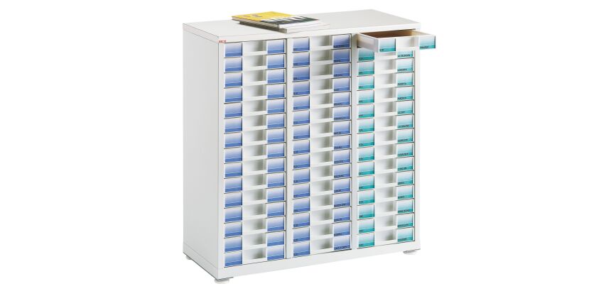 Comptoir CLEN équipé de 45 tiroirs 6 cm