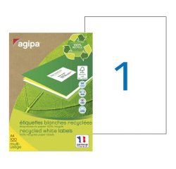 Box von 100 Adressetiketten Agipa 101195 weiß 210 x 297 mm Laser und Tintenstrahl