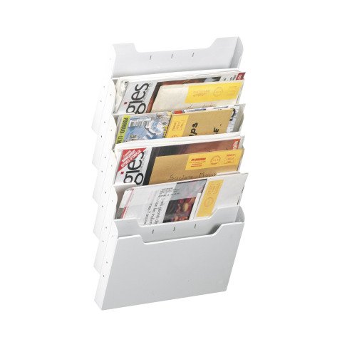 Expositor horizontal de pared de plástico de 6 compartimentos Exacompta gris claro