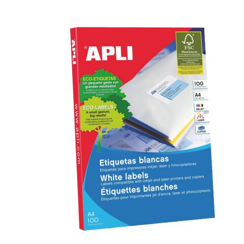 Etiquetas para impresora 48,5 x 25,4 mm Apli 1285 - Caja 100 Hojas