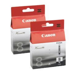 Pack 2 cartridges Canon CLI 8 zwart voor inkjetprinter