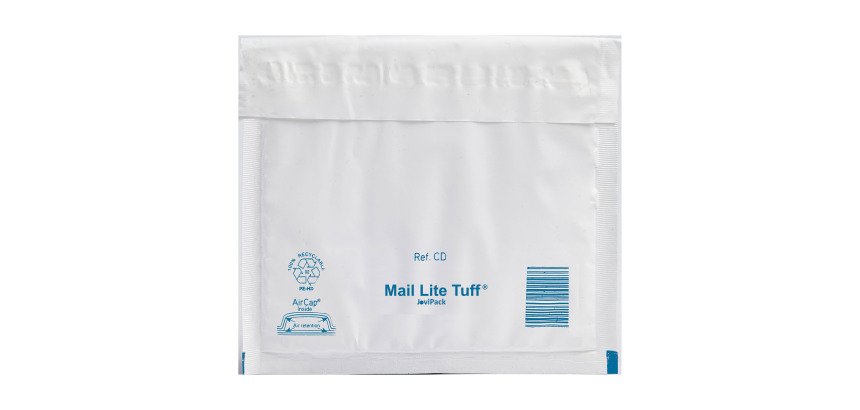 Pochette à bulles d'air plastique blanc 160 x 180 mm Mail Tuff - Carton de 100