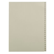 Beige numbered dividers A4 cardboard 25 divisions 51 to 75 - 1 set