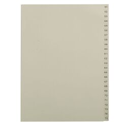 Beige numerieke tabbladen A4 karton 25 verdelingen 51 tot 75 - 1 set