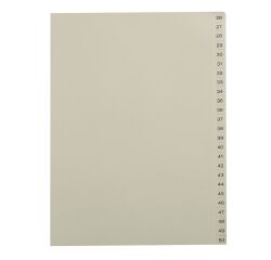 Set von numerischen Registern A4 Karton mit 25 Unterteilungen 25 bis 50