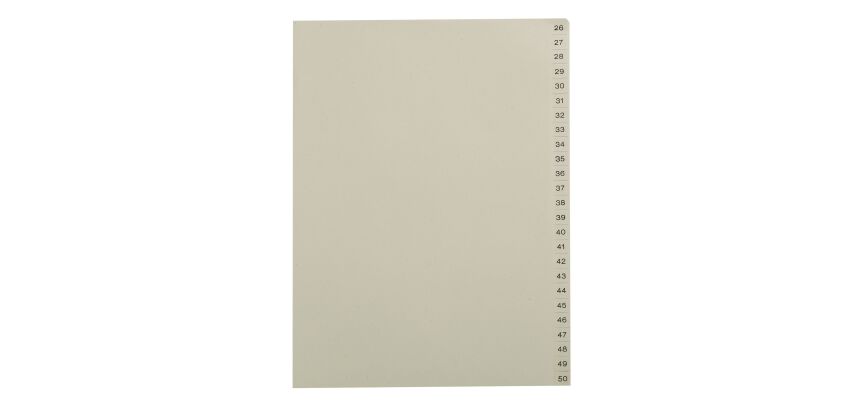 Intercalaire A4 carte beige 25 onglets numériques 26 à 50 beiges - 1 jeu