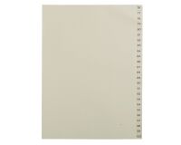 Beige numbered dividers A4 cardboard 25 divisions 76 to 100 - 1 set