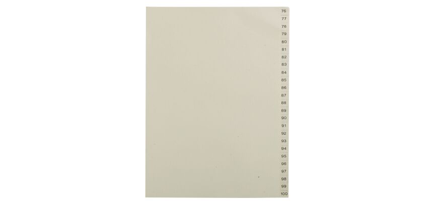 Trennblätter A4 Wellpappe Beige 25 numerische Reitern 76 bis 100 - 1 Satz