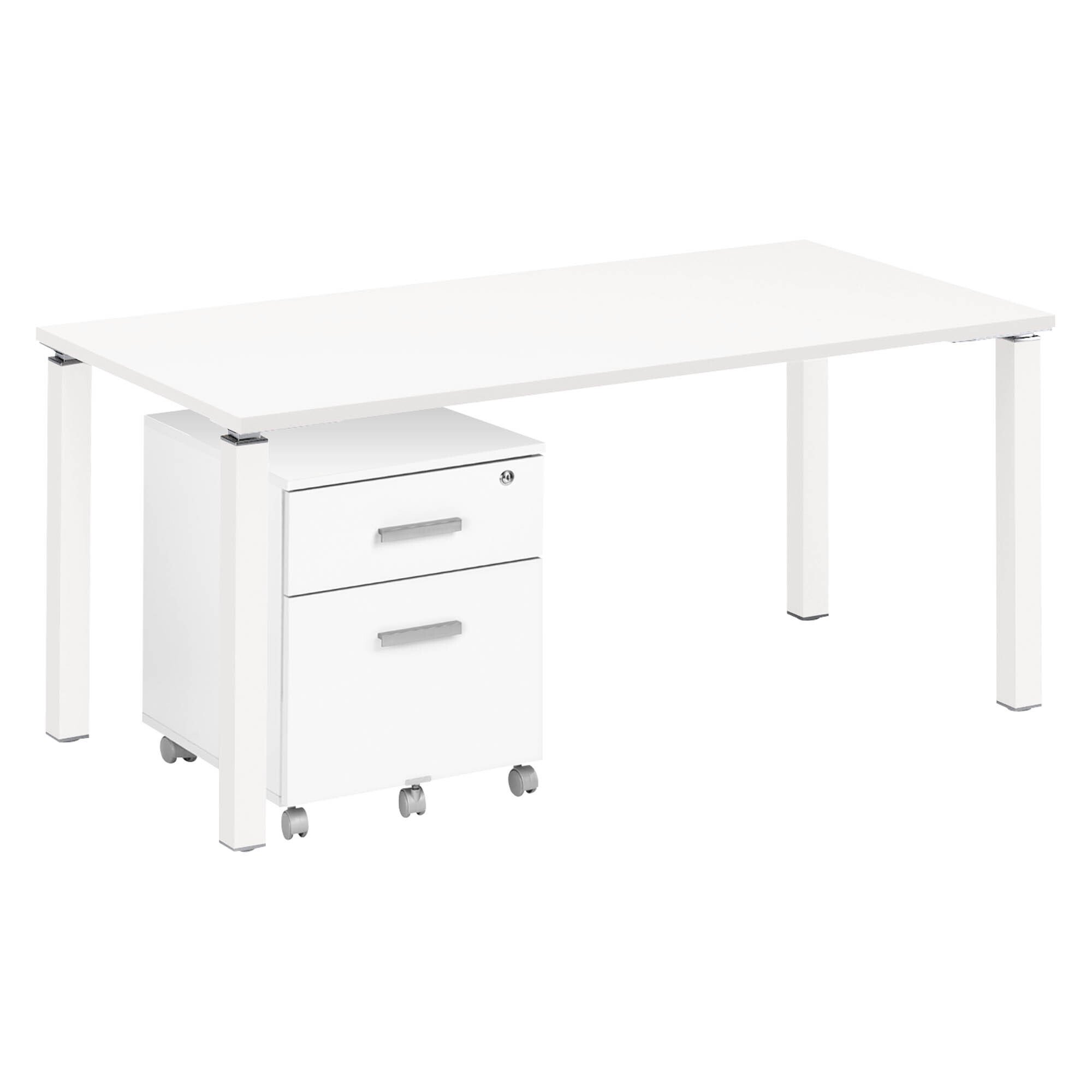 Pack bureau Eden L 160 cm + caisson mobile 2 tiroirs Eden