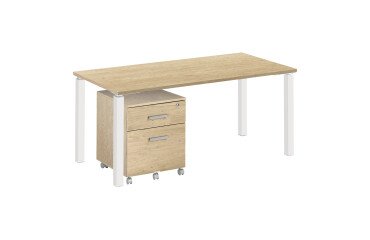 Pack Eden Escritorio 160 cm + cajonera 2 cajones color roble claro
