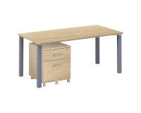 Pack Eden Escritorio 160 cm + cajonera 2 cajones color roble claro