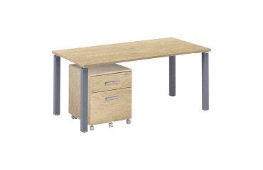 Pack Eden Escritorio 160 cm + cajonera 2 cajones color roble claro