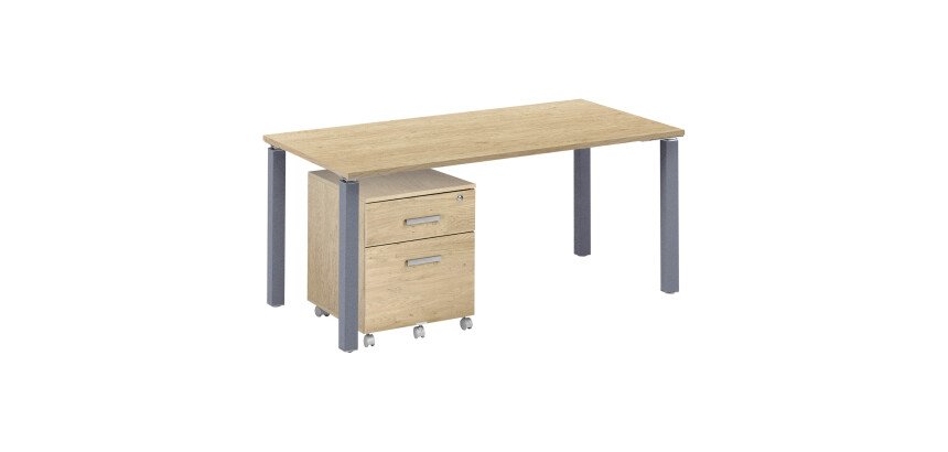 Pack bureau Eden L 160 cm + caisson mobile 2 tiroirs Eden