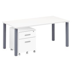 Pack bureau Eden L 160 cm + caisson mobile 2 tiroirs Eden