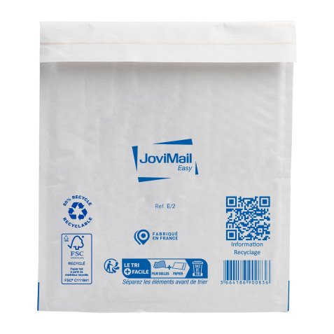 Pochette à bulles d'air kraft blanc 220 x 260 mm - Carton de 100