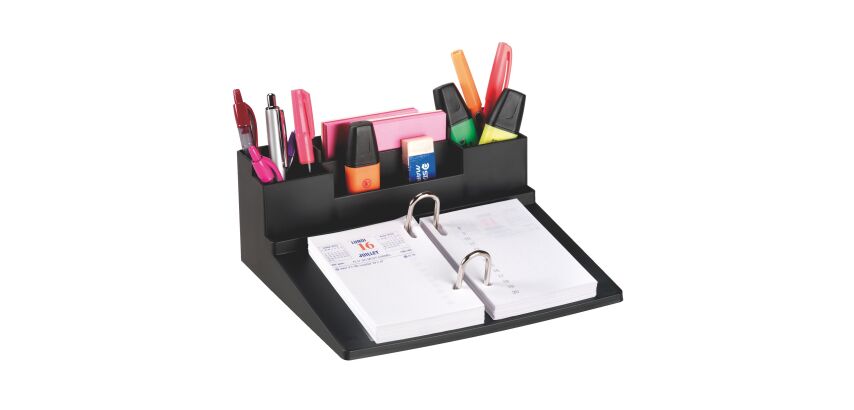 Memo block holder with compartment for accessories