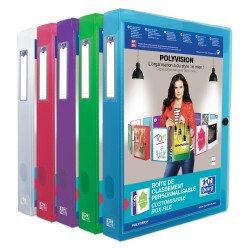 Chemise box translucide Polyvision personnalisable OXFORD 24 x 32 cm dos 4 cm couleur