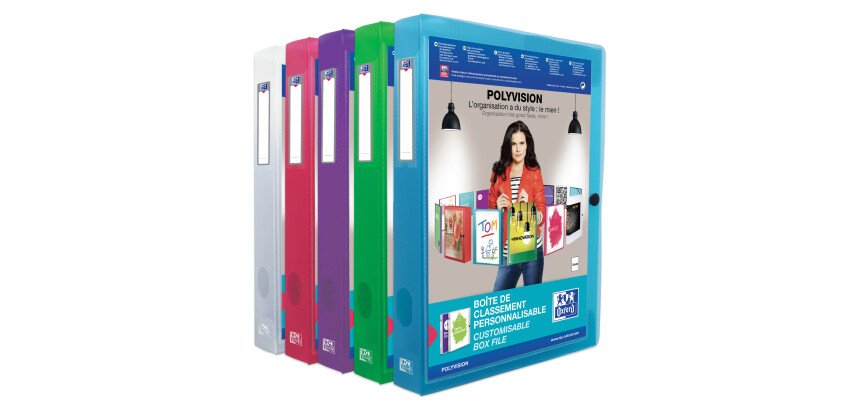 Chemise box translucide Polyvision personnalisable OXFORD 24 x 32 cm dos 4 cm couleur