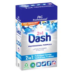 Lessive poudre concentrée Dash professional 2 en 1 fleurs de lotus et lys - 110 lavages - Baril de 6,8 kg