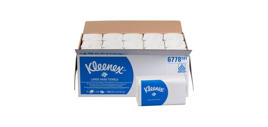 Papier essuie-mains pliage enchevêtré Kleenex Airflex Ultra 6778 - Carton de 1860