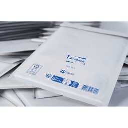 Verstärkte Briefumschläge mit Luftblasen ohne Fenster weiß 124 g Mail Lite Plus 180 x 260 mm - Schachtel von 100 