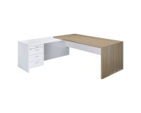 Bureau Direction avec retour sur caisson piètement bois Essenzza