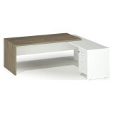 Executive desk with wooden base and return on pedestal Essenzza