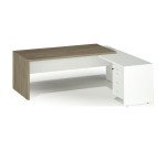 Bureau Direction avec retour sur caisson piètement bois Essenzza