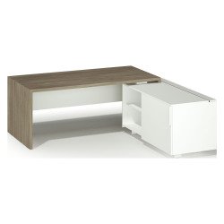 Bureau avec retour à droite sur desserte L 180 x P 90 cm, piétement plein bois - Greko