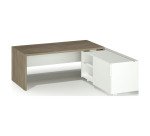 Bureau avec retour à droite sur desserte L 180 x P 90 cm, piétement plein bois - Greko