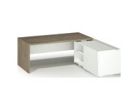 Bureau avec retour à droite sur desserte L 180 x P 90 cm, piétement plein bois - Greko