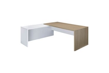 Executive desk with return and wooden legs Essenzza