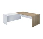 Bureau avec retour à gauche simple L 180 x P 90 cm, piétement plein bois - Greko