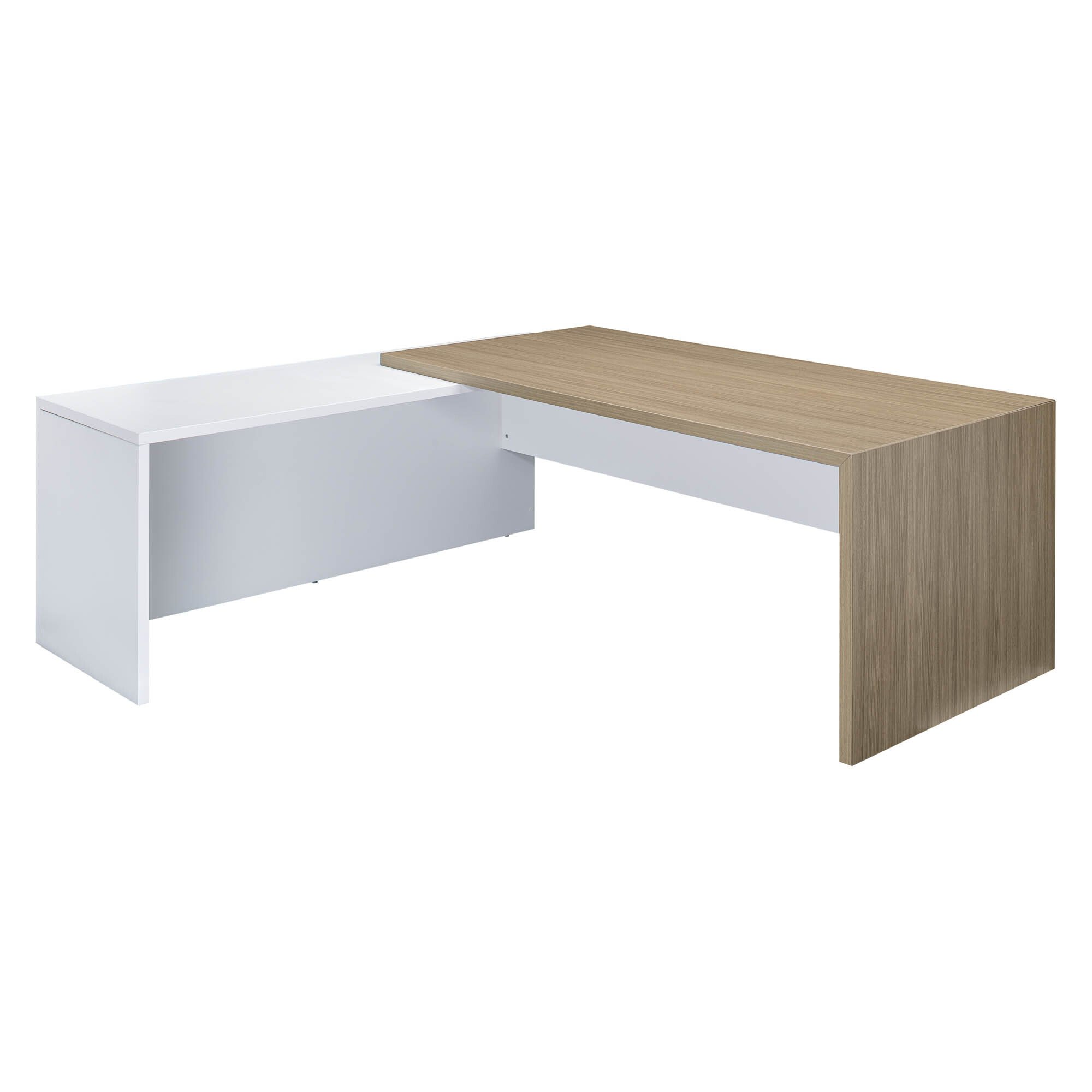 Bureau avec retour à gauche simple L 180 x P 90 cm, piétement plein bois - Greko