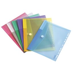 Geperforeerde hoesjes met velcro Tarifold 24 x 31,6 cm geassorteerde kleuren - Pak van 12