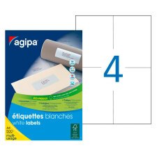 Multipurpose address label 105 x 148.5 mm Agipa 100805 white - box of 2000