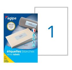 Multifunktionelle undurchsichtige Etiketten 199,6 x 289,1 mm Agipa 102418 weiß - Karton von 100