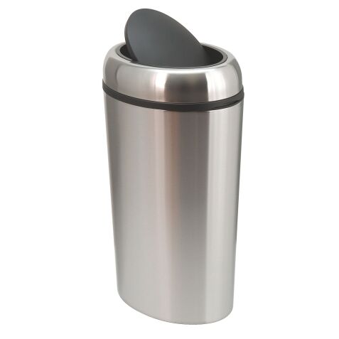 Garbage can Swing oval 40 L chromed and glossy