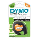 Ruban textile thermocollant Dymo Letratag 12 mm x 2 m blanc écriture noire