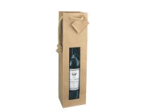 Bolsa kraft natural para botella con asas de cuerda - paquete de 20