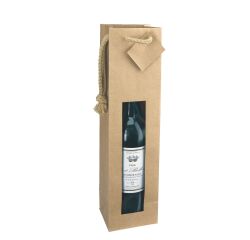 Bolsa kraft natural para botella con asas de cuerda - paquete de 20