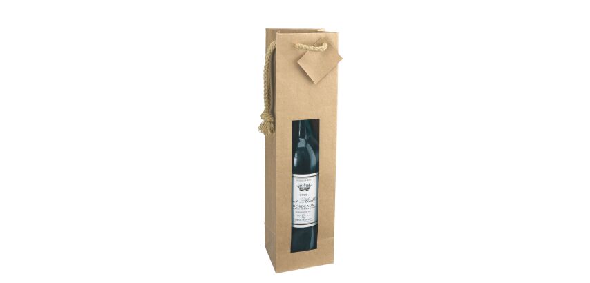 Pack of 20 bags in natural kraft for bottles with cord as handle