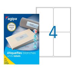 Multipurpose opaque labels 99,1 x 139 mm Agipa 102420 white - box of 400